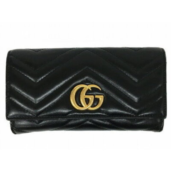 Gucci GG Marmont GG Continental Wallet Black Leather Long - Picture 1 of 5